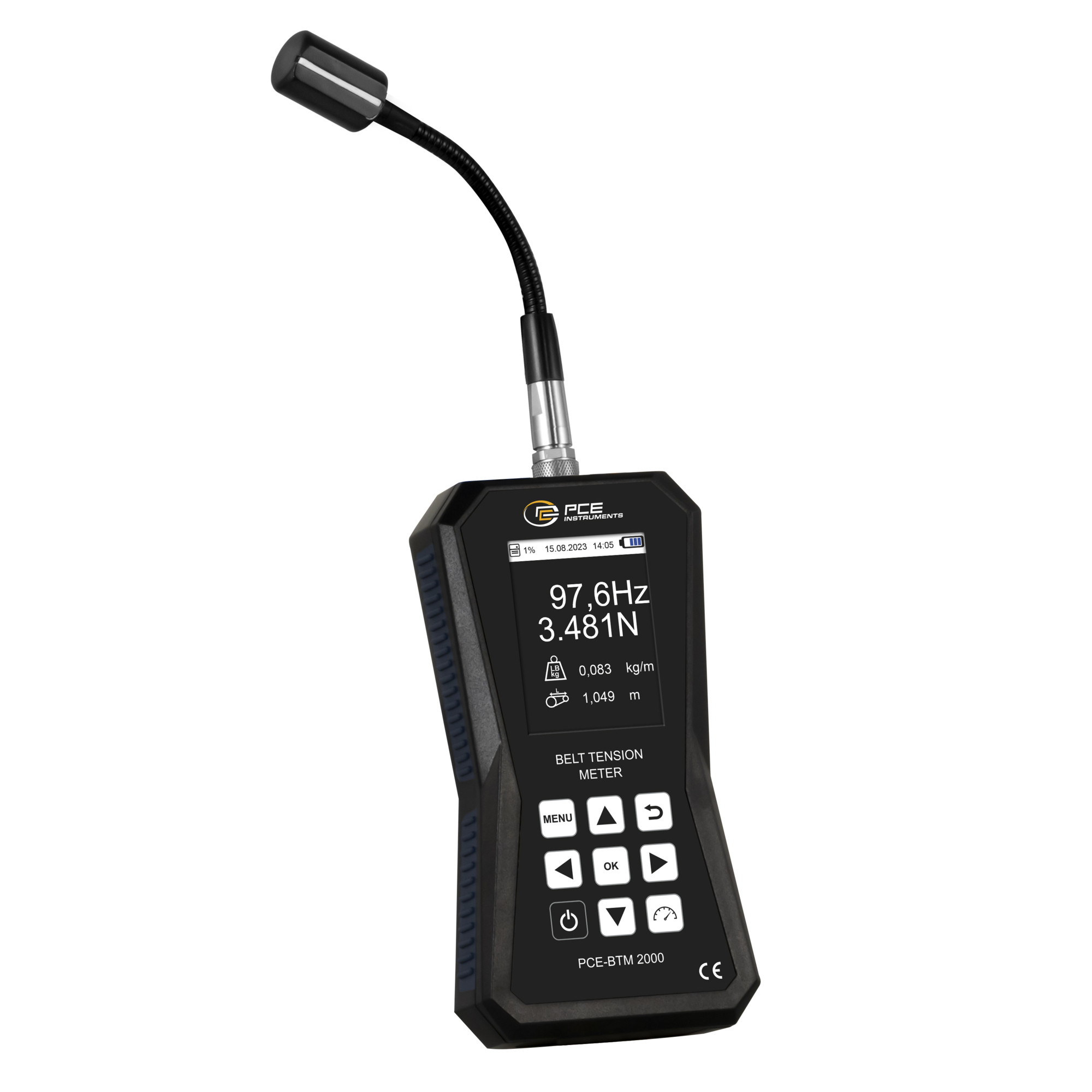 PCE Belt Tension Meter — Optical, Gooseneck Cable Sensor, Model# PCE-BTM 2000A